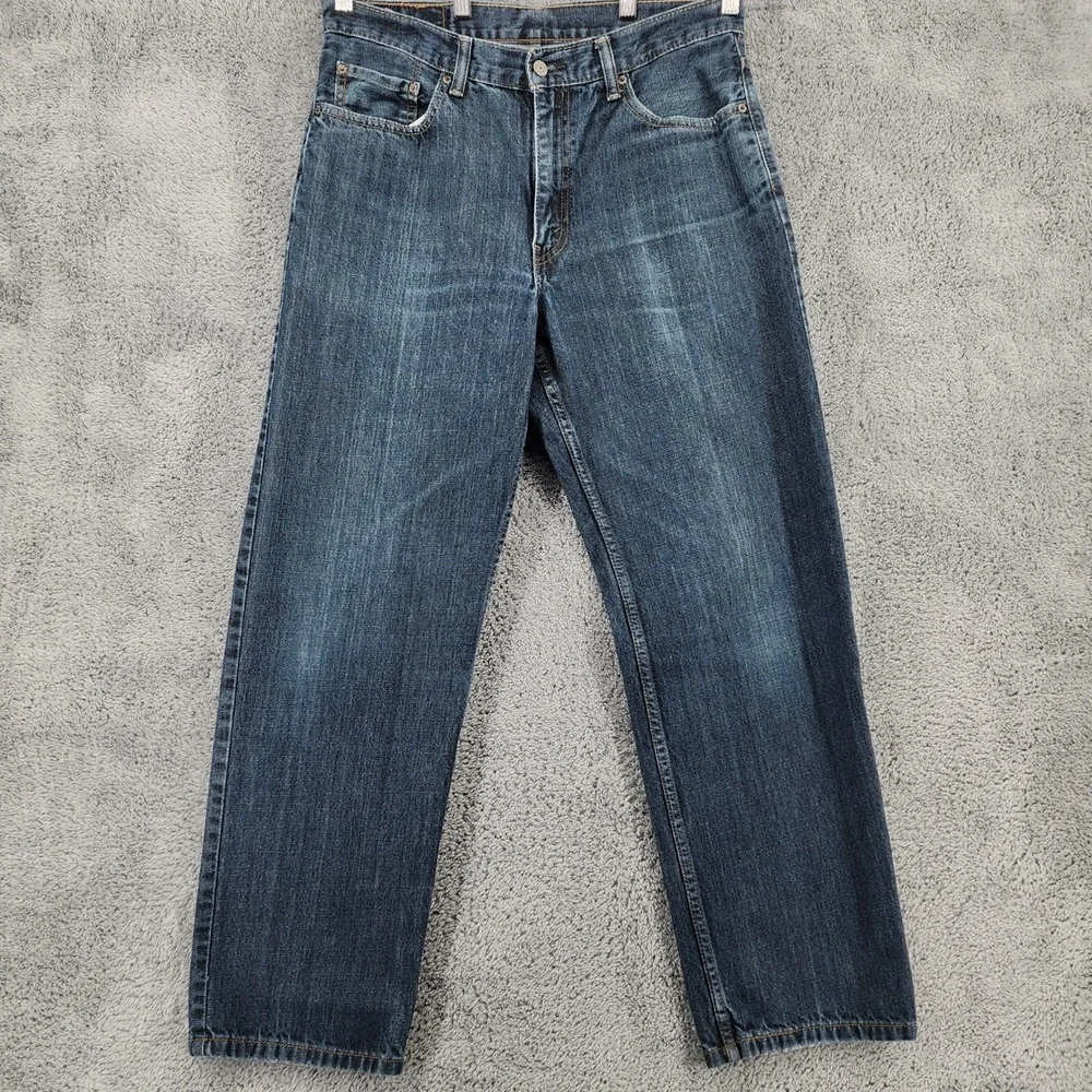 Levis 550 Jeans Mens 34x32 Blue Medium Wash Relaxed Tapered Red Tab Zipper Fly